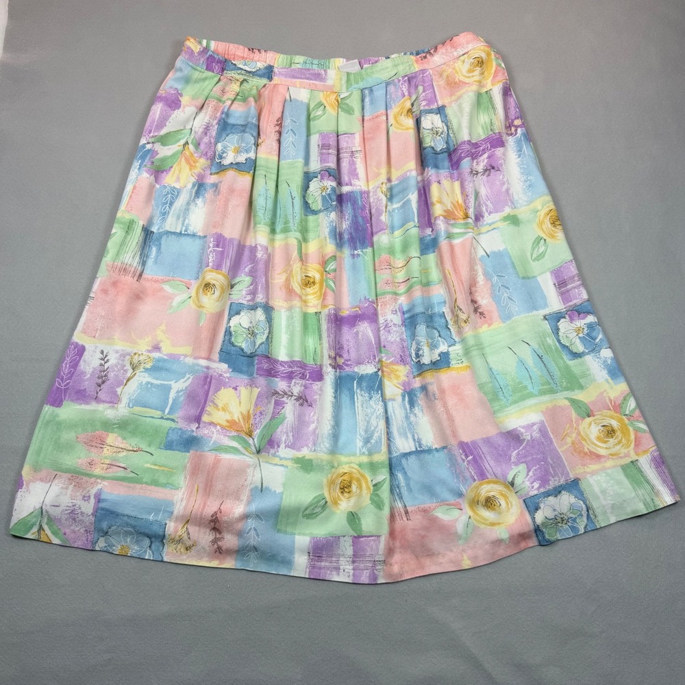 Alfred Dunner Vintage Pastel Floral Watercolor Midi Skirt Plus Size 24W USA